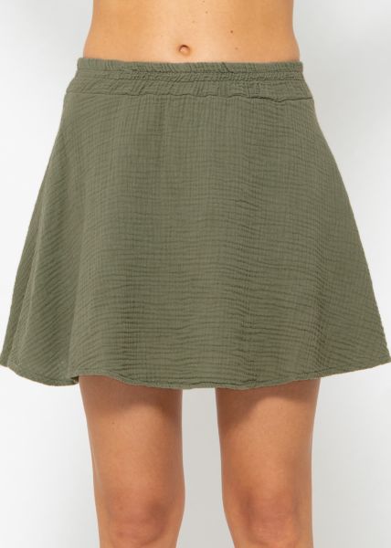 Muslin skirt-shorts, khaki