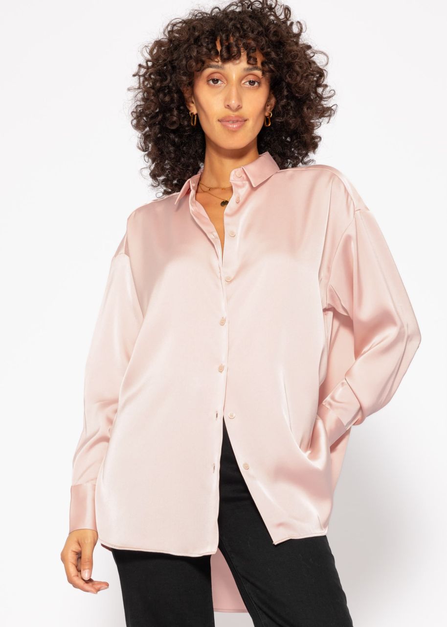 Oversize satin blouse - powder pink