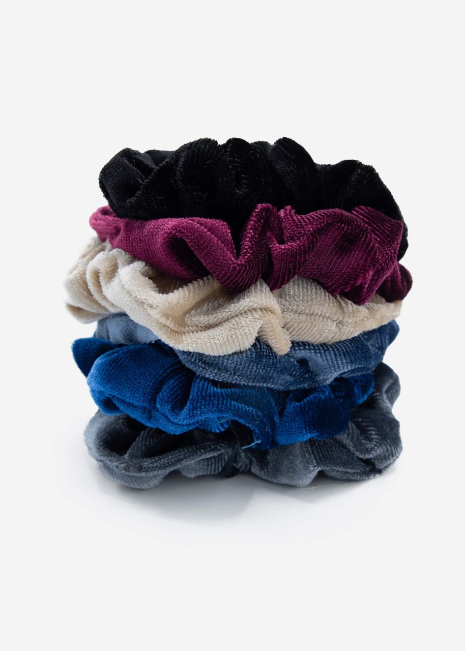 Set of 6 Velvet Scrunchies - multicolored