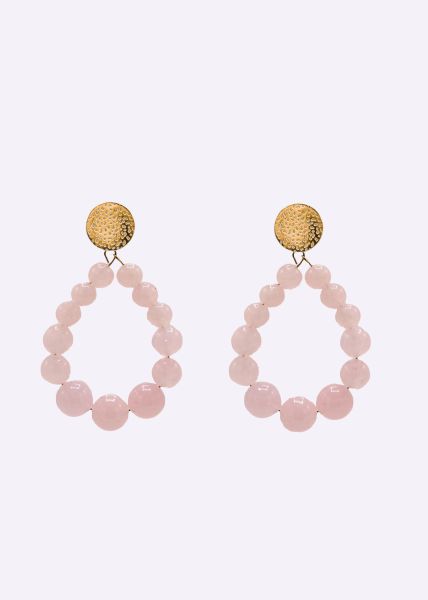 Stud earrings gold with pearls, pink