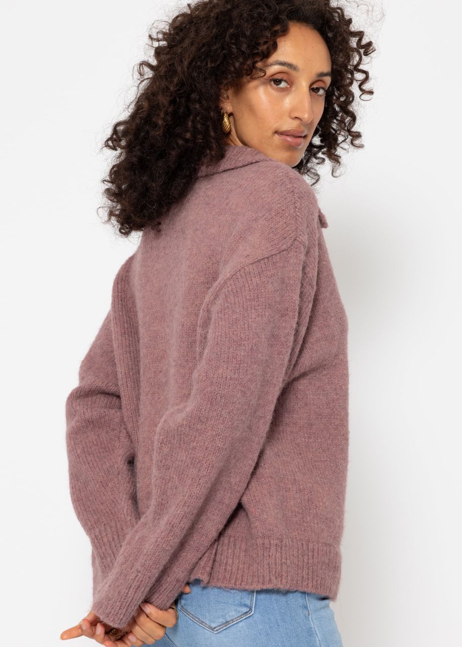 Oversized jumper with collar - mauve