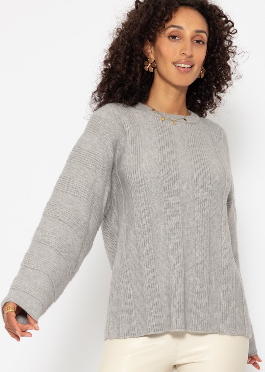 Jumper with ribbed stripe pattern - grey