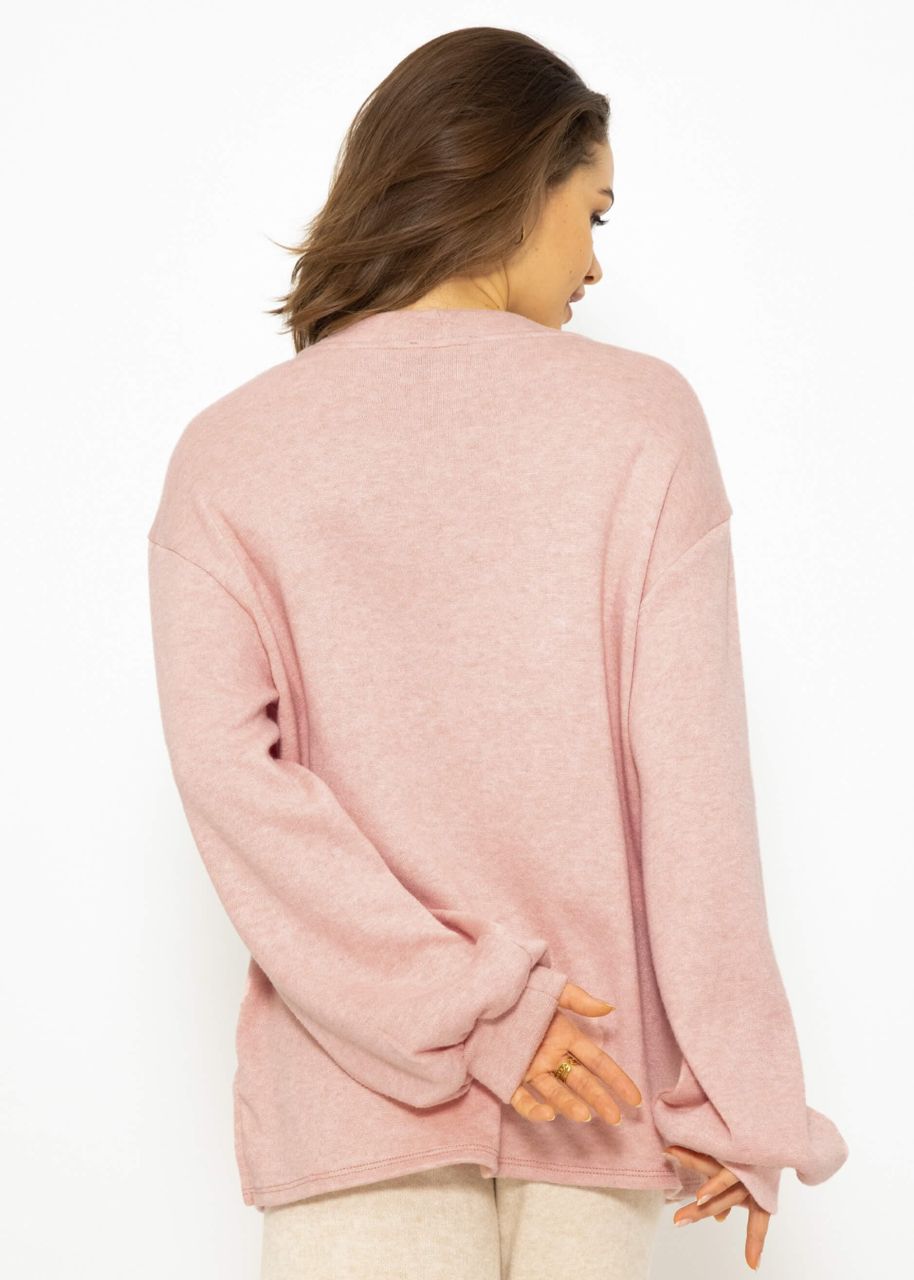 Oversized sweatshirt with embroidery - pink