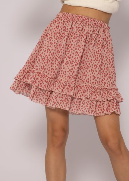 Flounces skirt with ruffles, pink