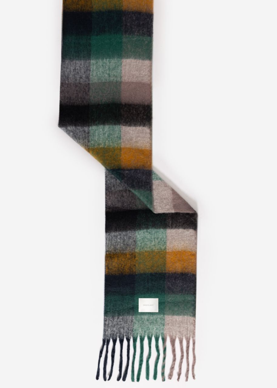 Colourful plaid scarf - dark green