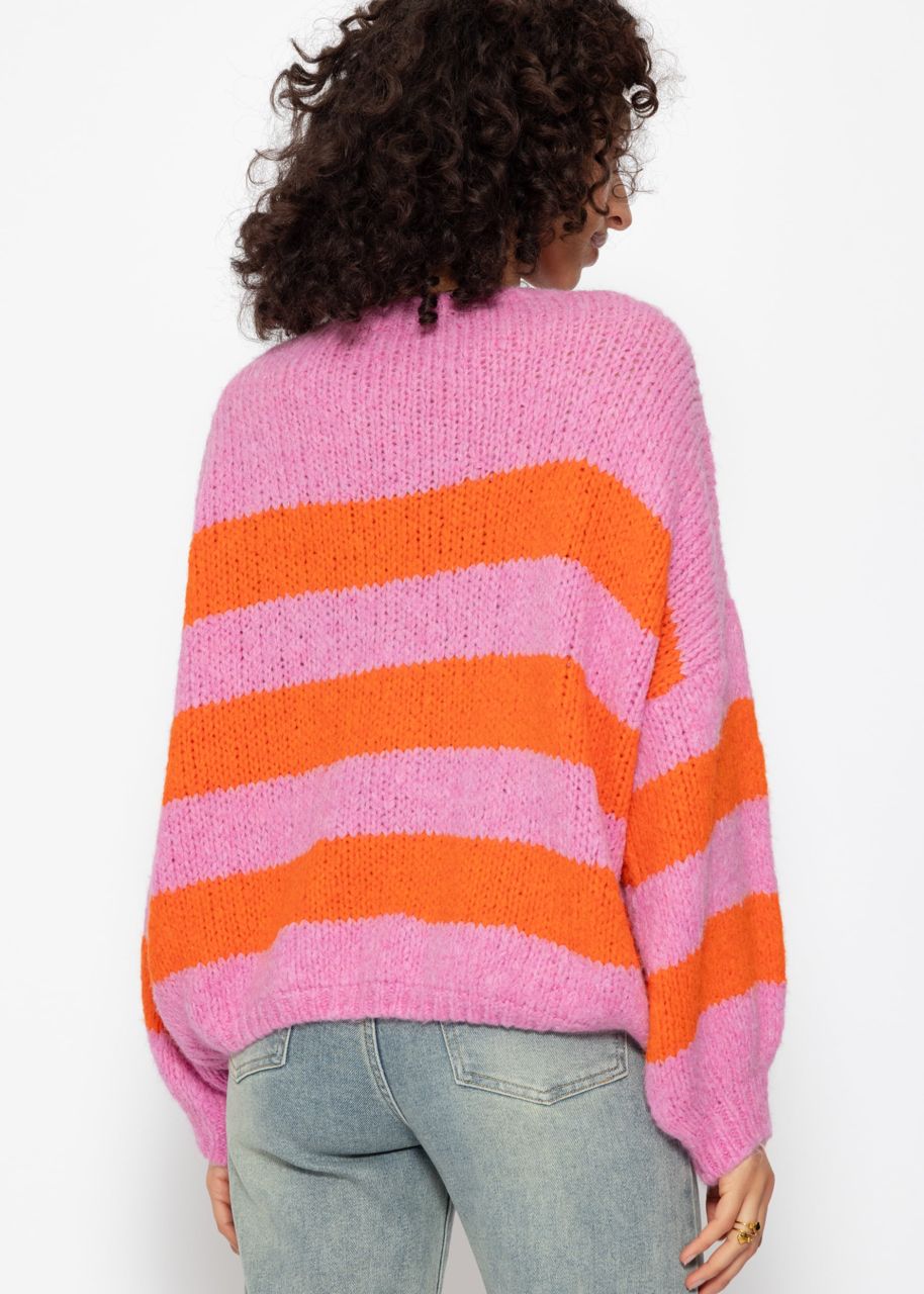 Striped sweater - pink-orange