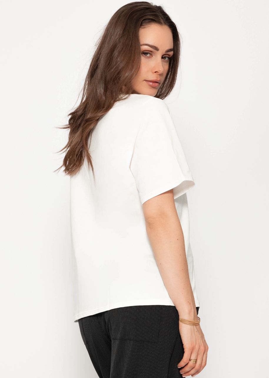 Oversized T-shirt with MALIBU print - offwhite