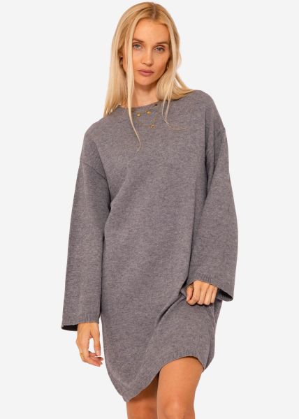 Oversize knitted mini dress - grey