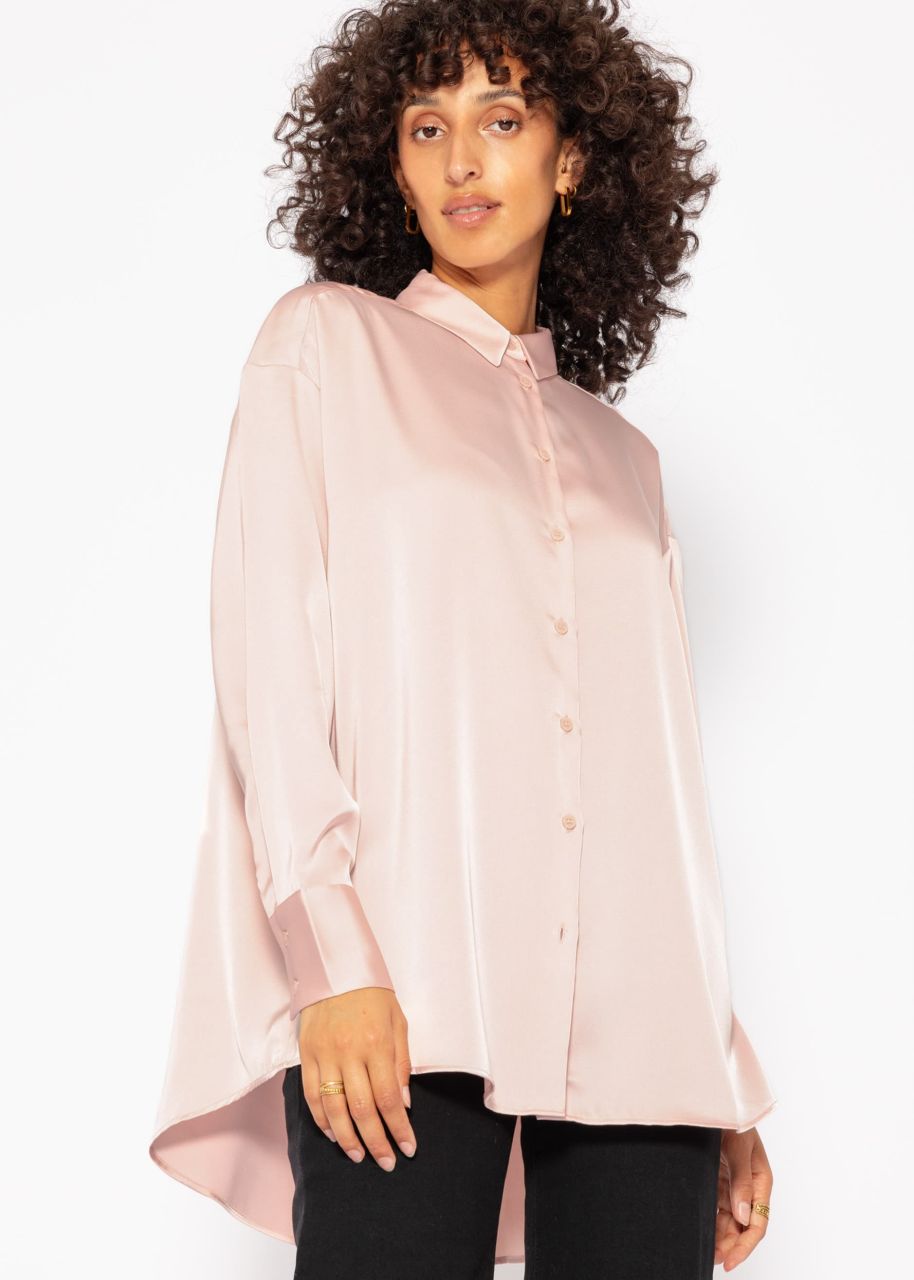 Oversize satin blouse - powder pink