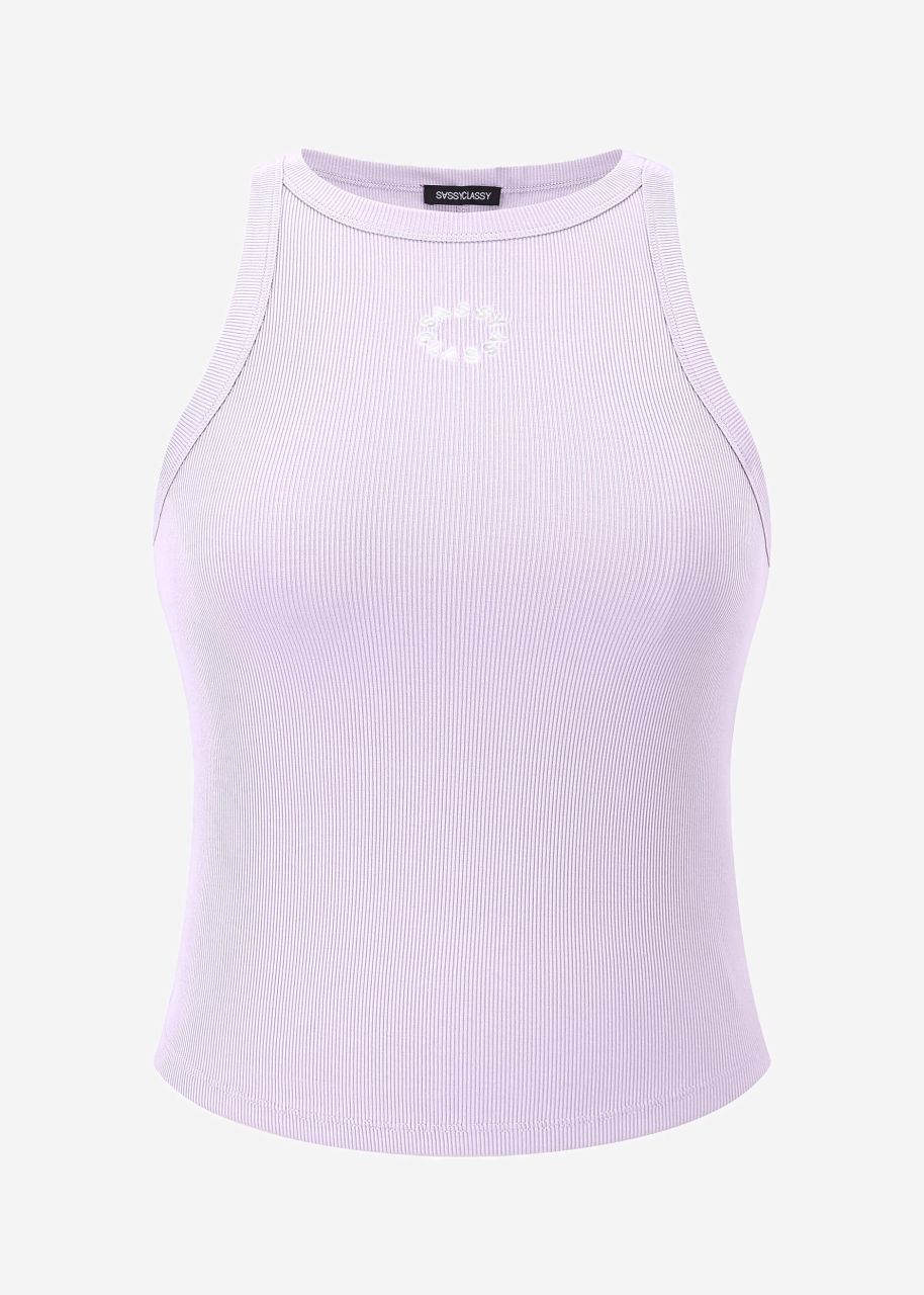 Tank top with embroidery - lilac