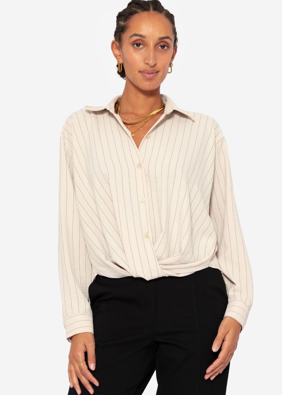 Striped blouse with knot - beige