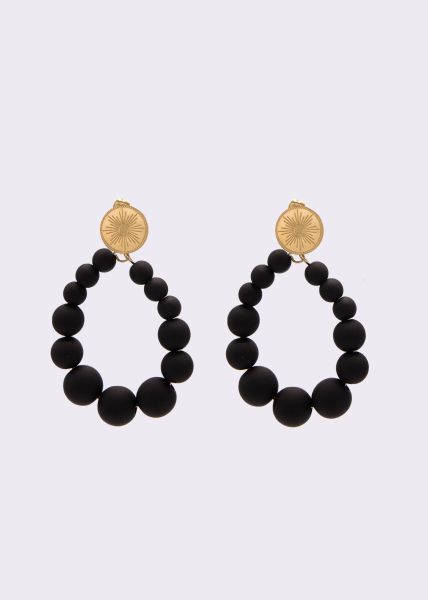 Stud earrings gold with pearls, black