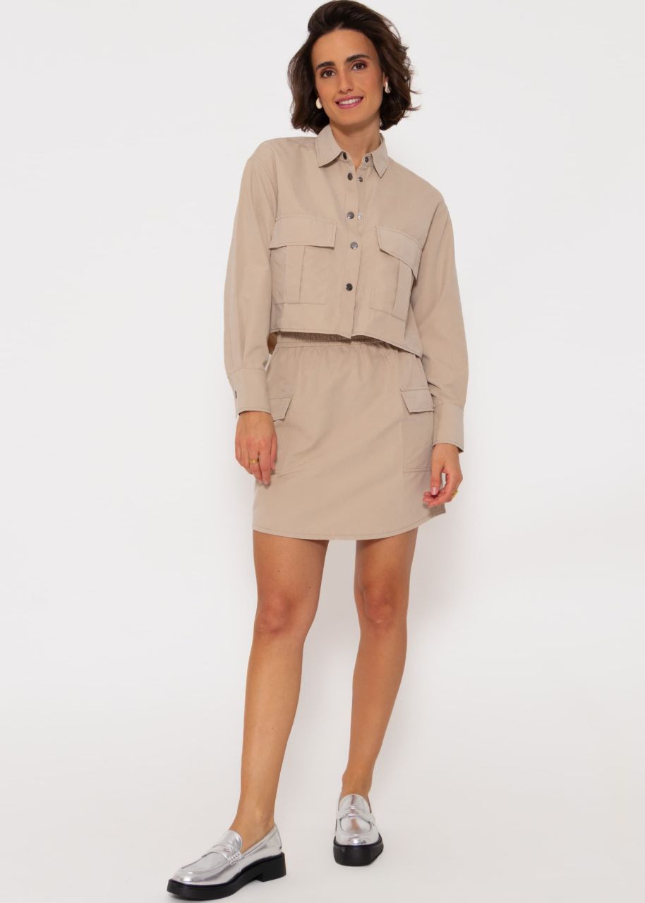 Skirt with patch pockets - beige