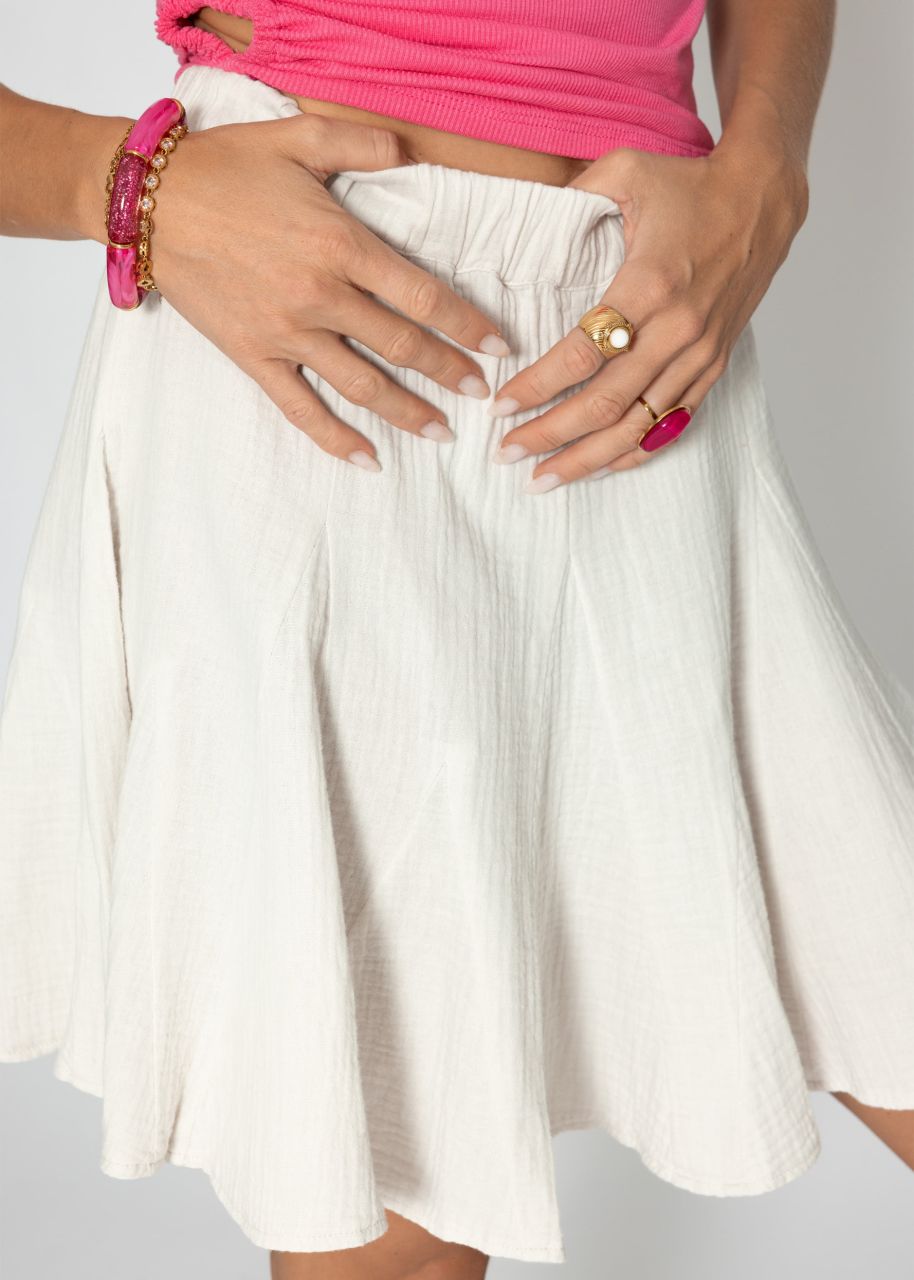Muslin skirt with godet pleats - light beige