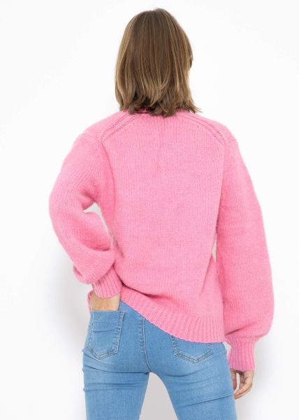 Jumper with lace neckline - pink
