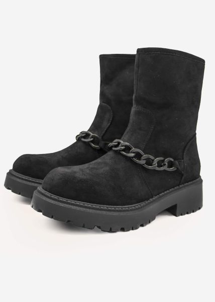 Platform boots with chain, black