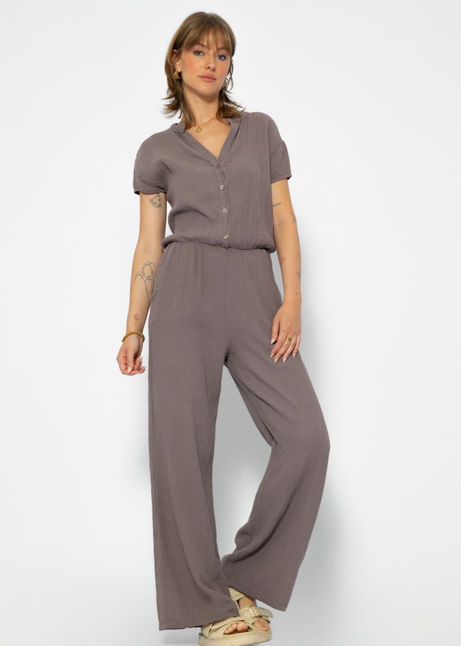 Casual muslin jumpsuit - taupe