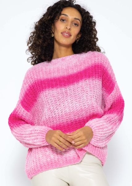 Knitted jumper with colour gradient - pink
