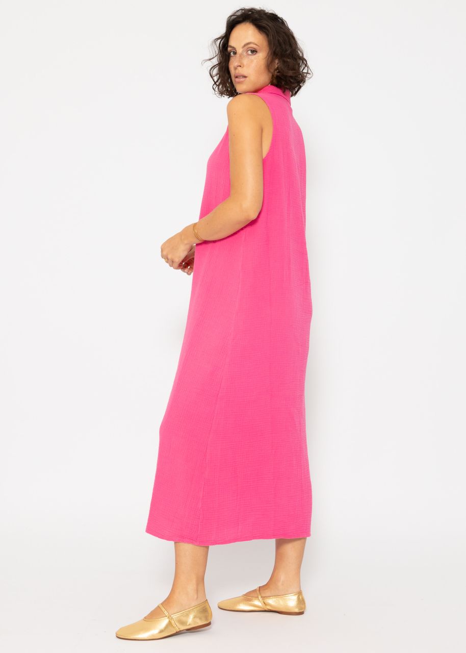 Long sleeveless muslin dress - light pink