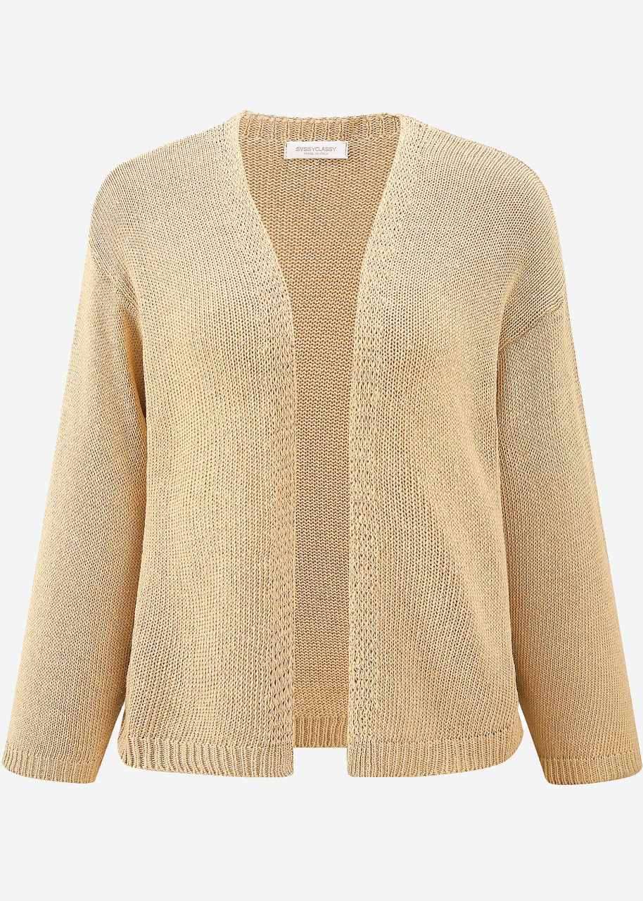 Cotton cardigan with wide sleeves - beige