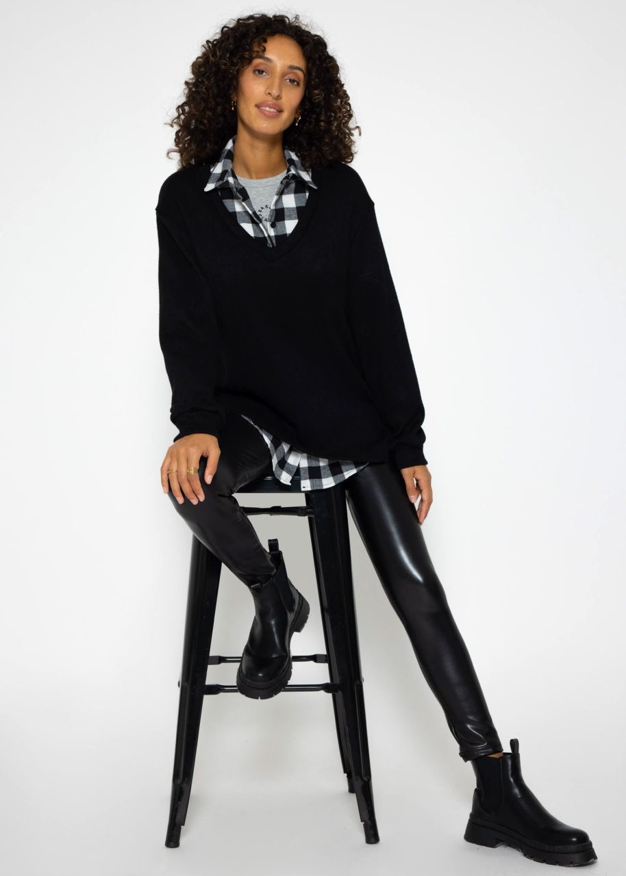 Checked blouse shirt - black and white