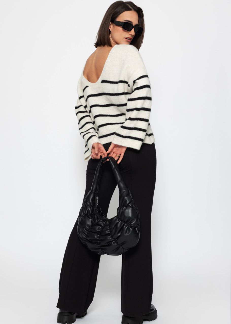 Striped sweater with low-cut back - offwhite