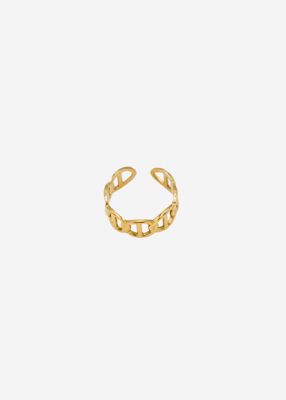 Ring with round pattern, gold