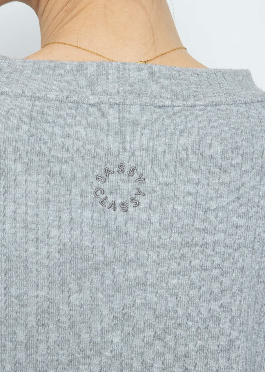 Ribbed sweatshirt with embroidery - gray