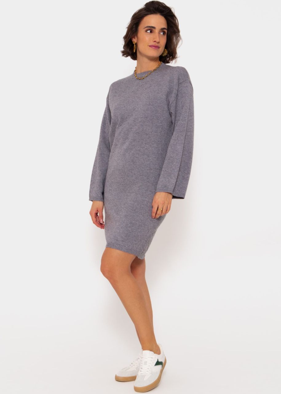 Oversize knitted mini dress - grey