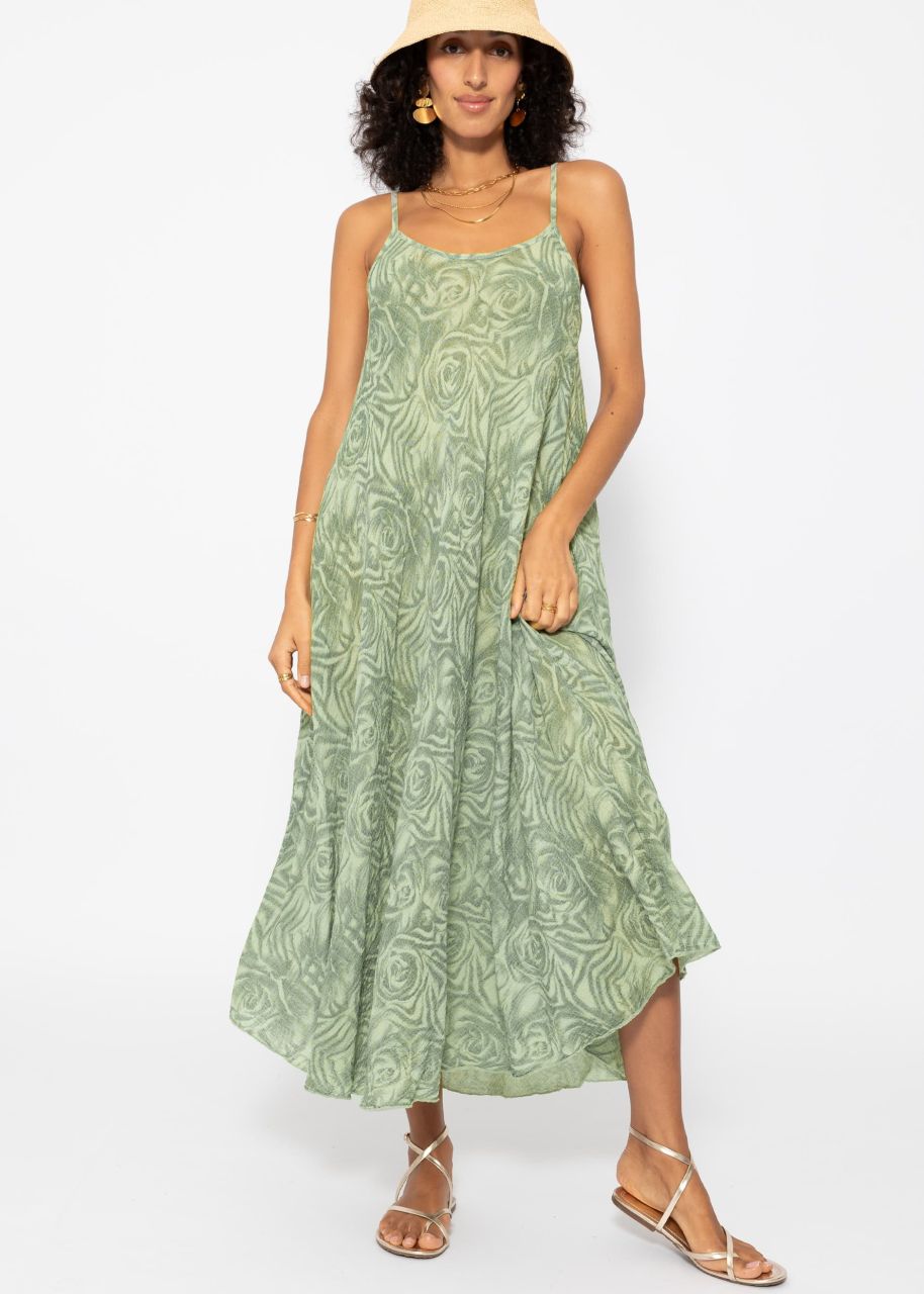 Muslin beach dress with print - sage green