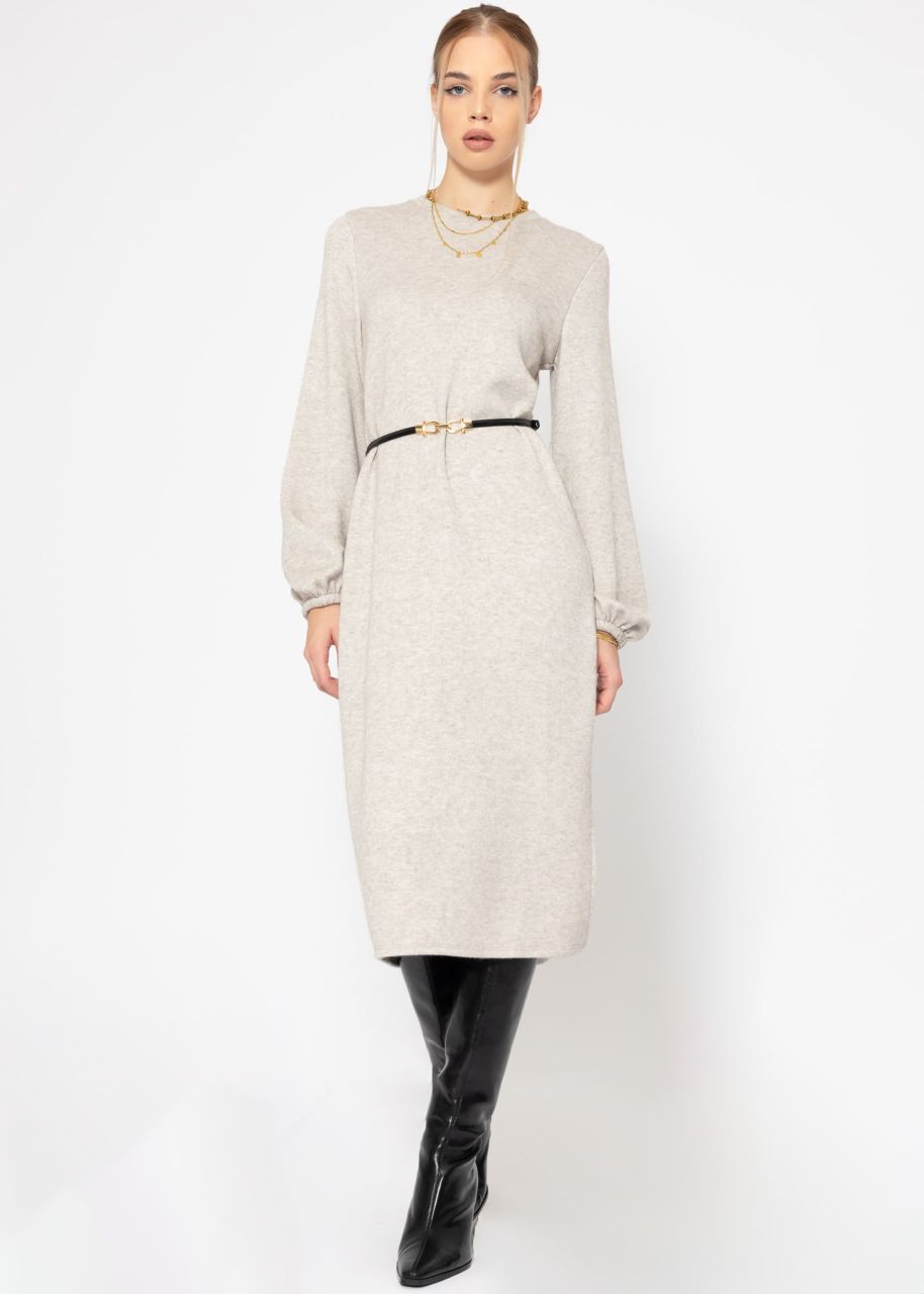 Super soft jersey dress in midi length - taupe