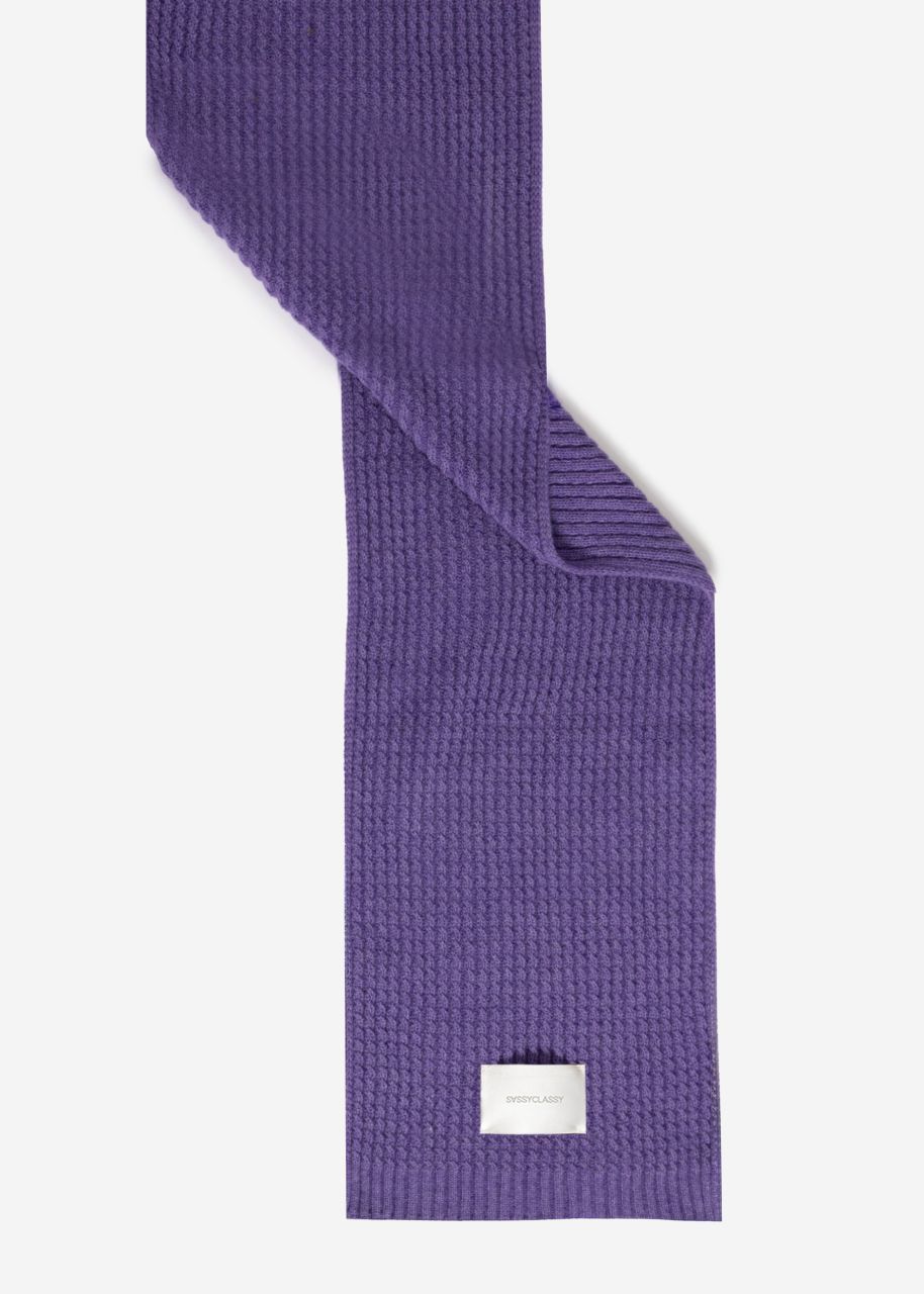 Ribbed knitted scarf - purple