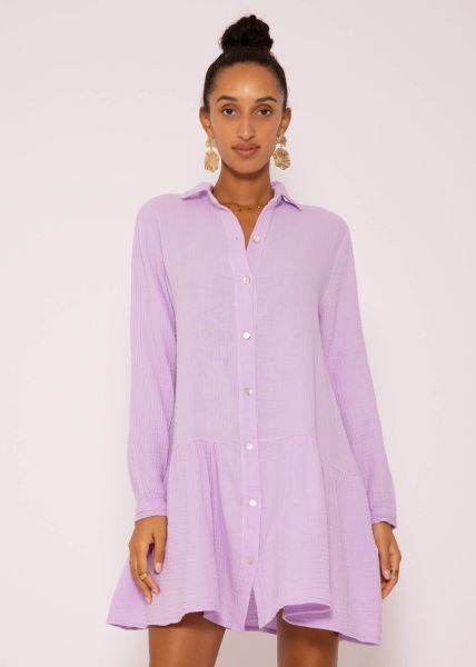 Muslin dress with long sleeves, lilac