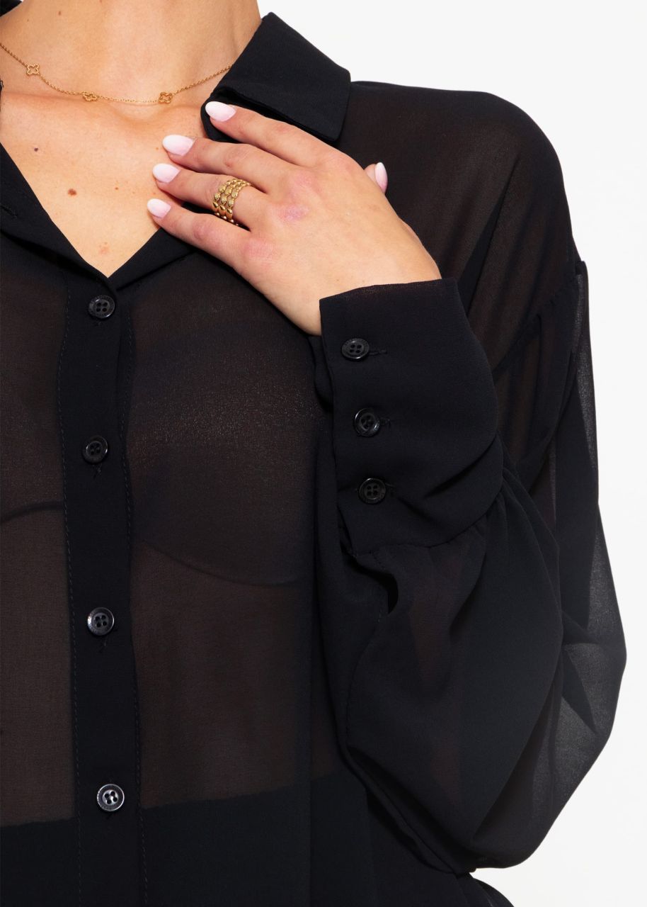Flowing chiffon blouse, black