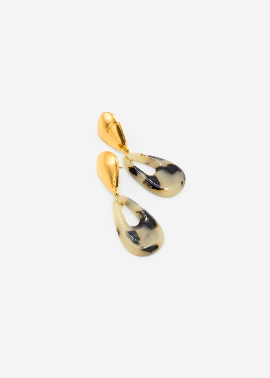 Stud earrings with pendant - gold