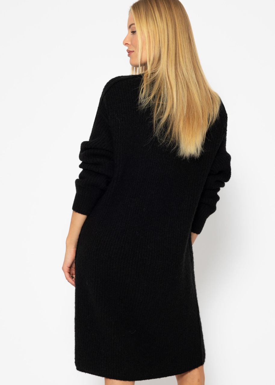 Ribbed knitted dress - black