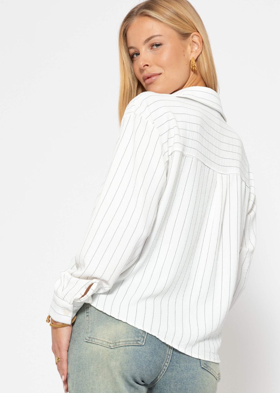 Striped blouse with knot - white