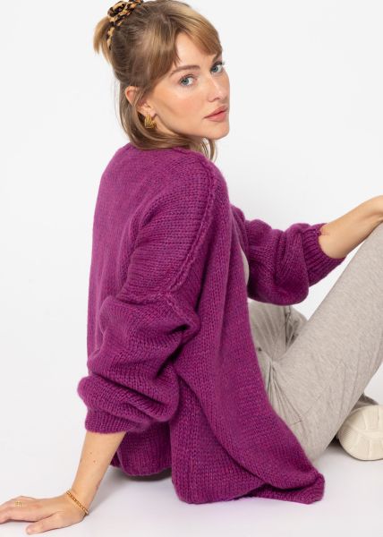 Casual cardigan with outer seams - purple