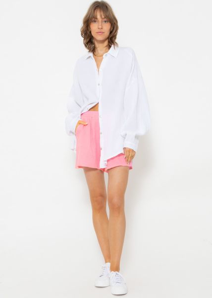 Muslin blouse oversize, short, white