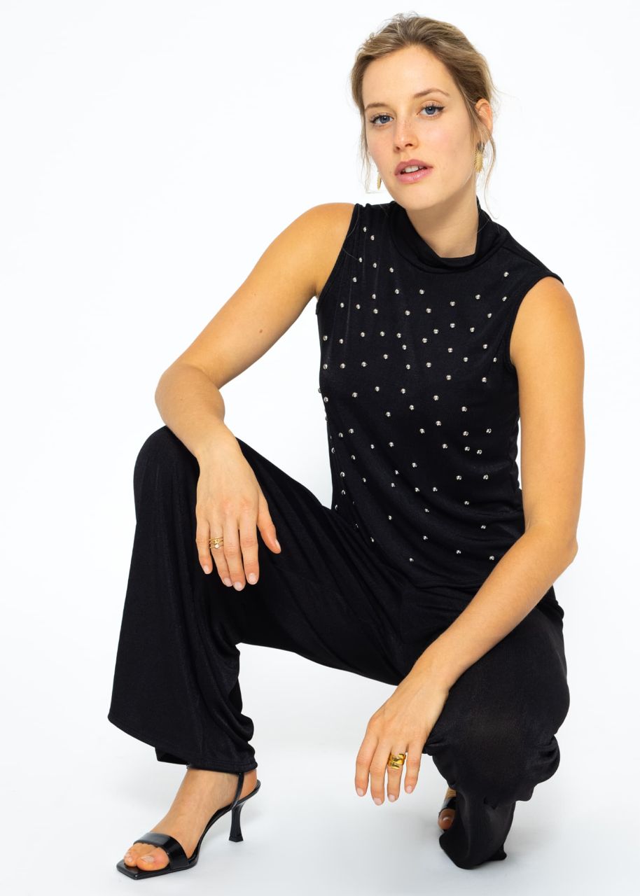 Flowing top with studs - black