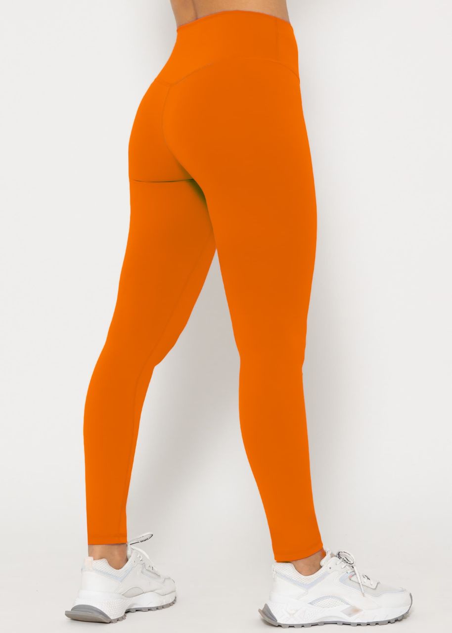 Sports leggings with high waist - orange