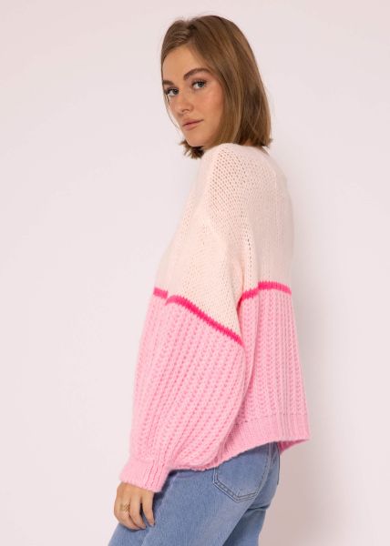 Cardigan with pink stripes, pink