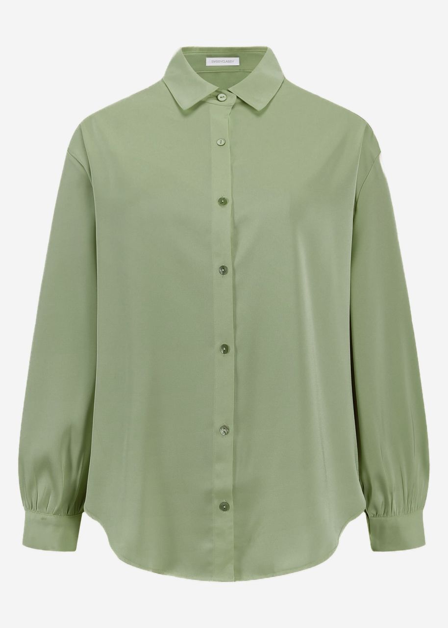 Oversized satin blouse in sage green