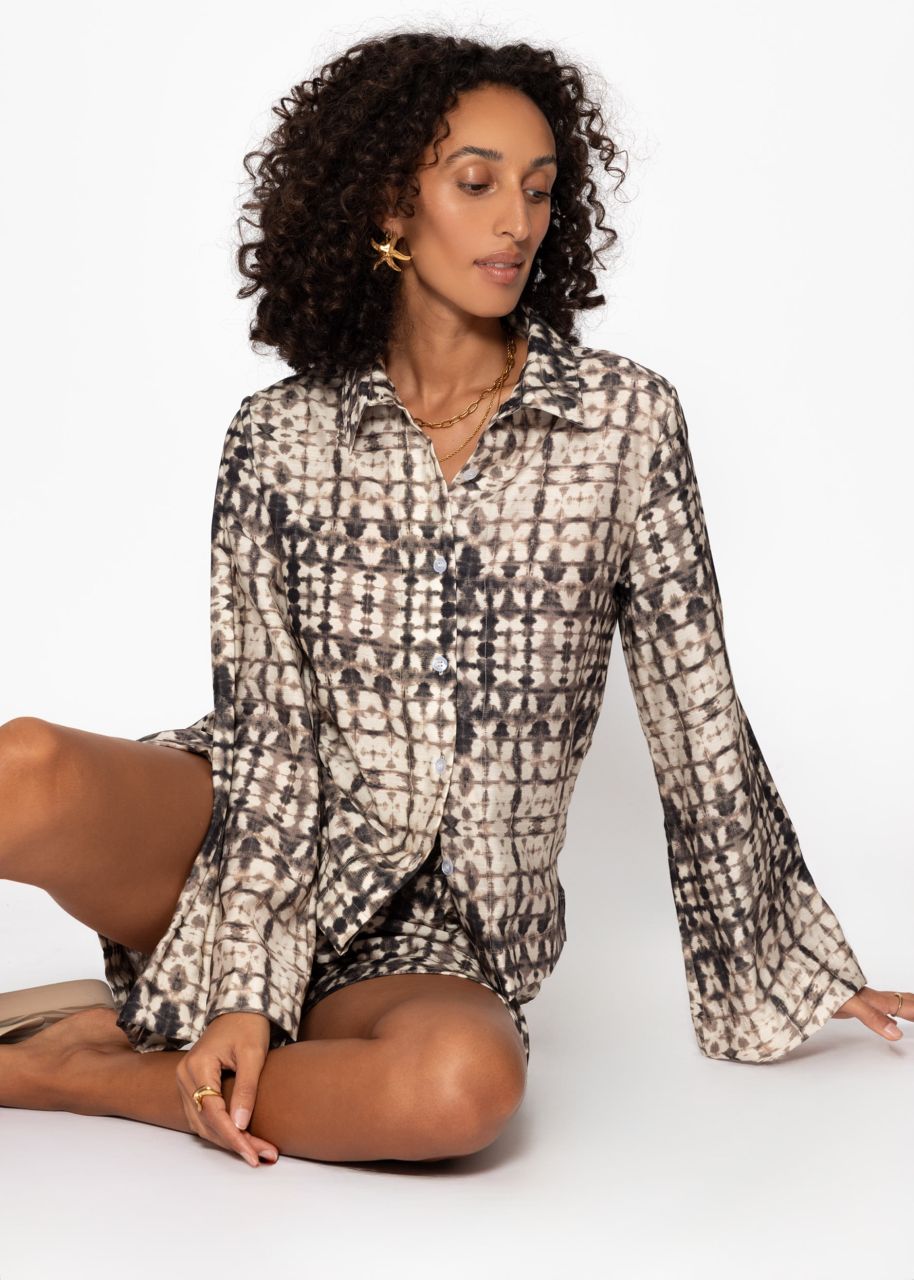 Viscose blouse with print - taupe