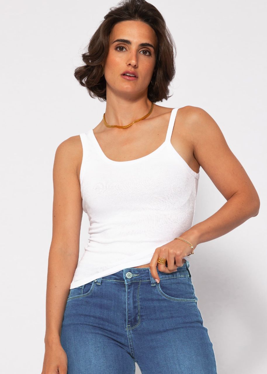 Asymmetric tank top - white