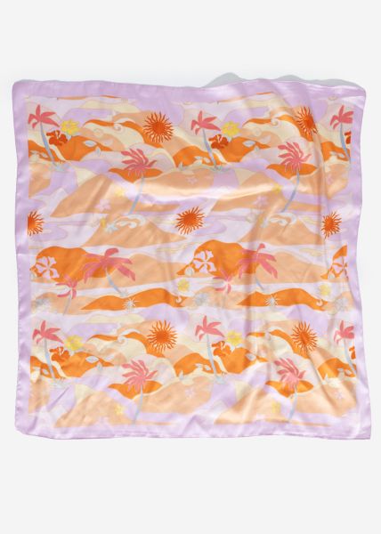 Scarf with summer print - lilac-orange