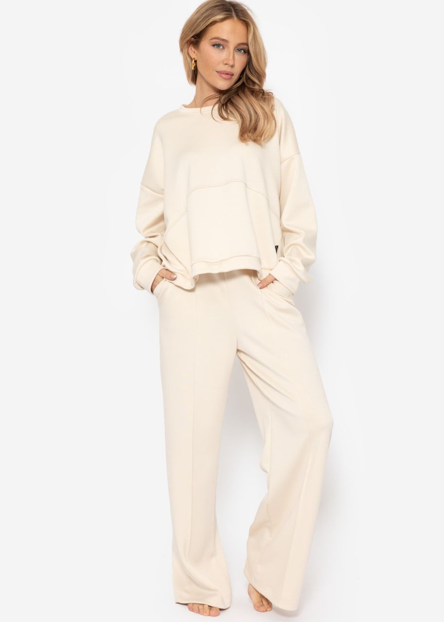 Soft sweatshirt with dividing seams - offwhite