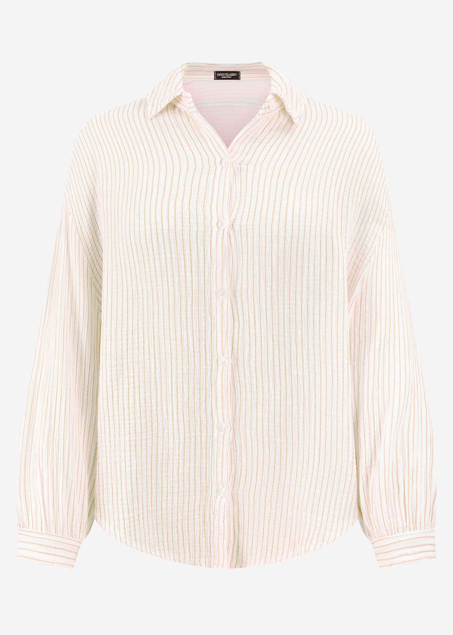 Striped muslin blouse - offwhite-brown