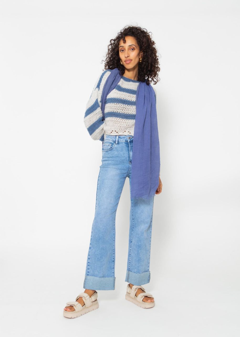 Sweater with stripes - jeans-beige