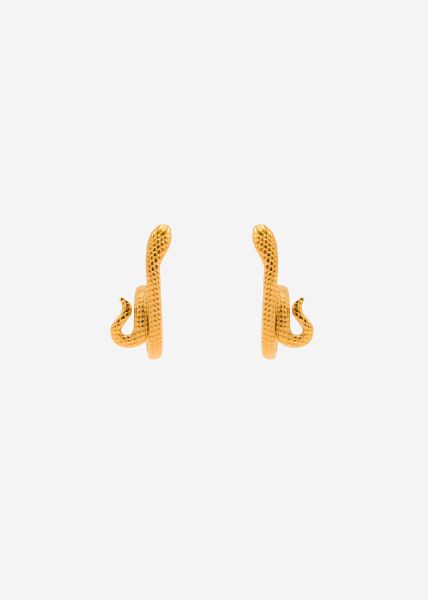 Snake stud earrings with texture - gold